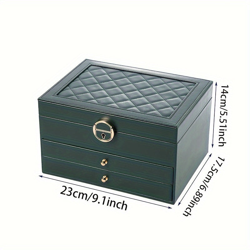 Caja de almacenamiento de joyas con gran capacidad, organizador de varias capas para collares y anillos