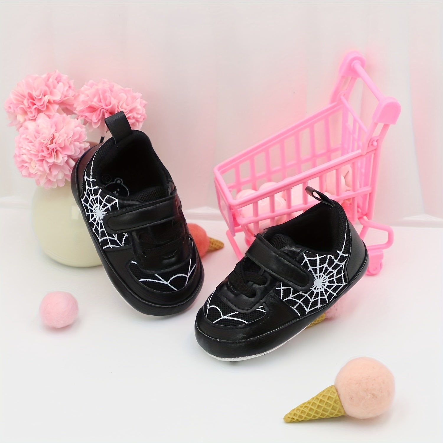 Baby Toddler Shoes with Spider Web Design Lightweight Non-Slip All-Season Casual