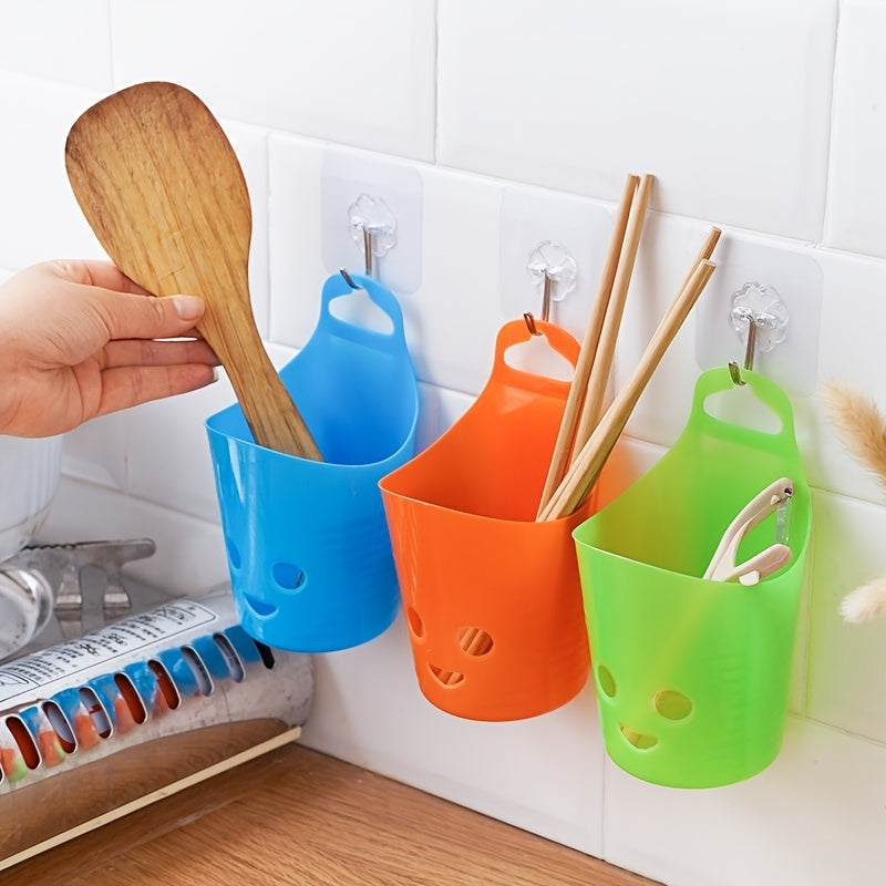 Ko'p rangli plastik devorga o'rnatiladigan saqlash savati - oshxona, hammom, talabalar yotoqxonasida foydalanish uchun mukammal - yig'ish shart emas, elektrsiz, yog'ochsiz dizayn