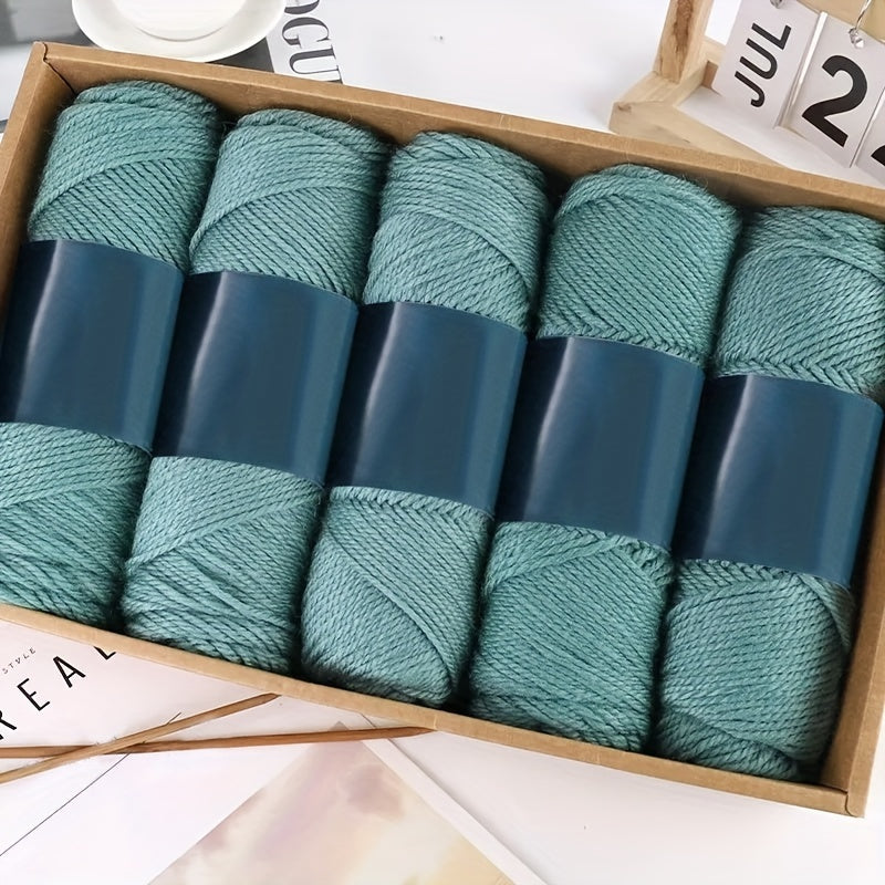 Camel Wool Yarn Pack of 5 Balls 500g Medium Thickness for Knitting Sweaters Scarves