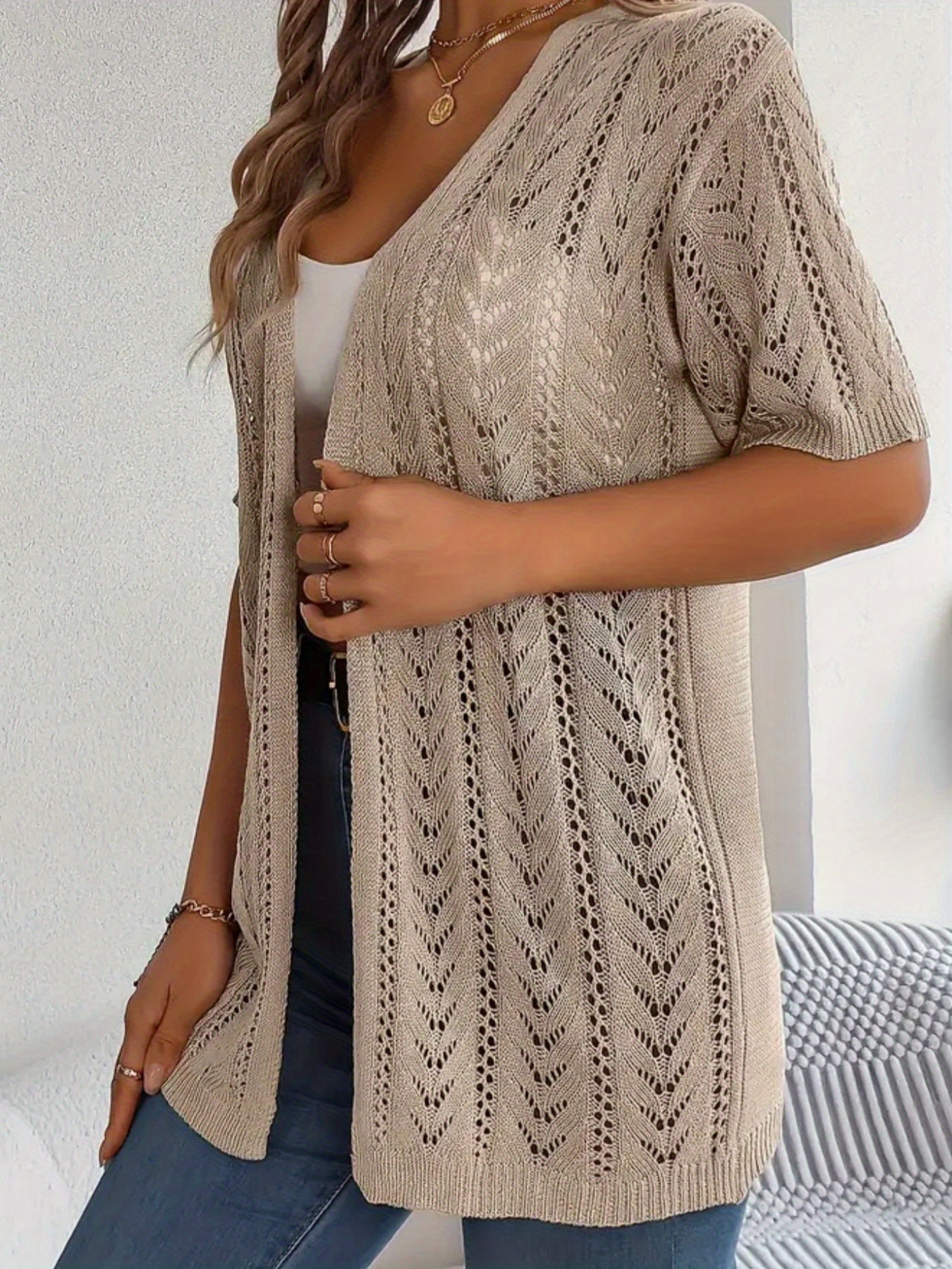 Plus o'lcham ayollar uchun korsetli ajratuvchi, qisqa sleeve, ochiq old qism, yengil yozki qatlam