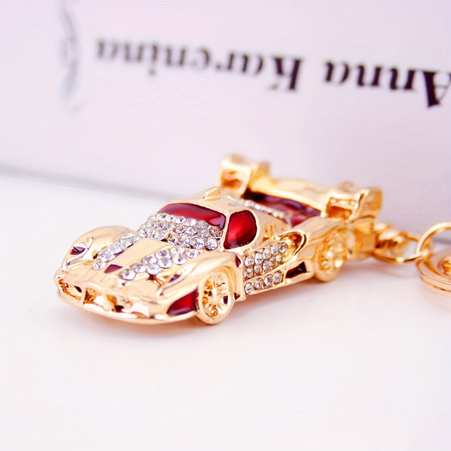 Stylish Rhinestone Car Keychain Zinc Alloy Pendant Gift for Him or Her