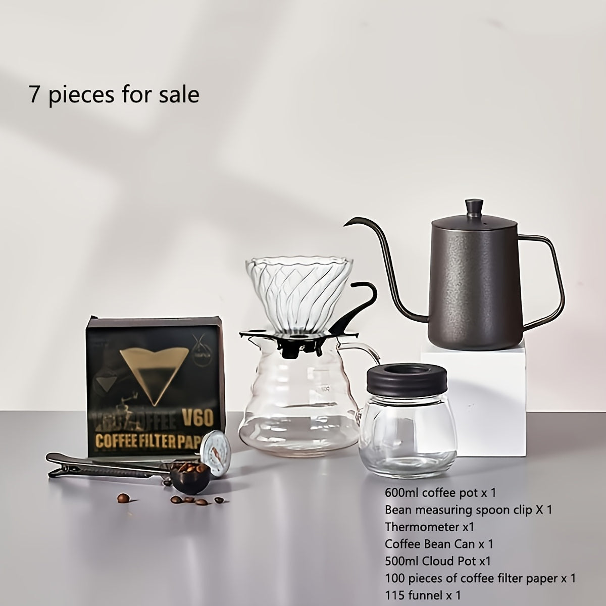 Portable Stainless Steel Coffee Machine Set with Grinder and Accessories