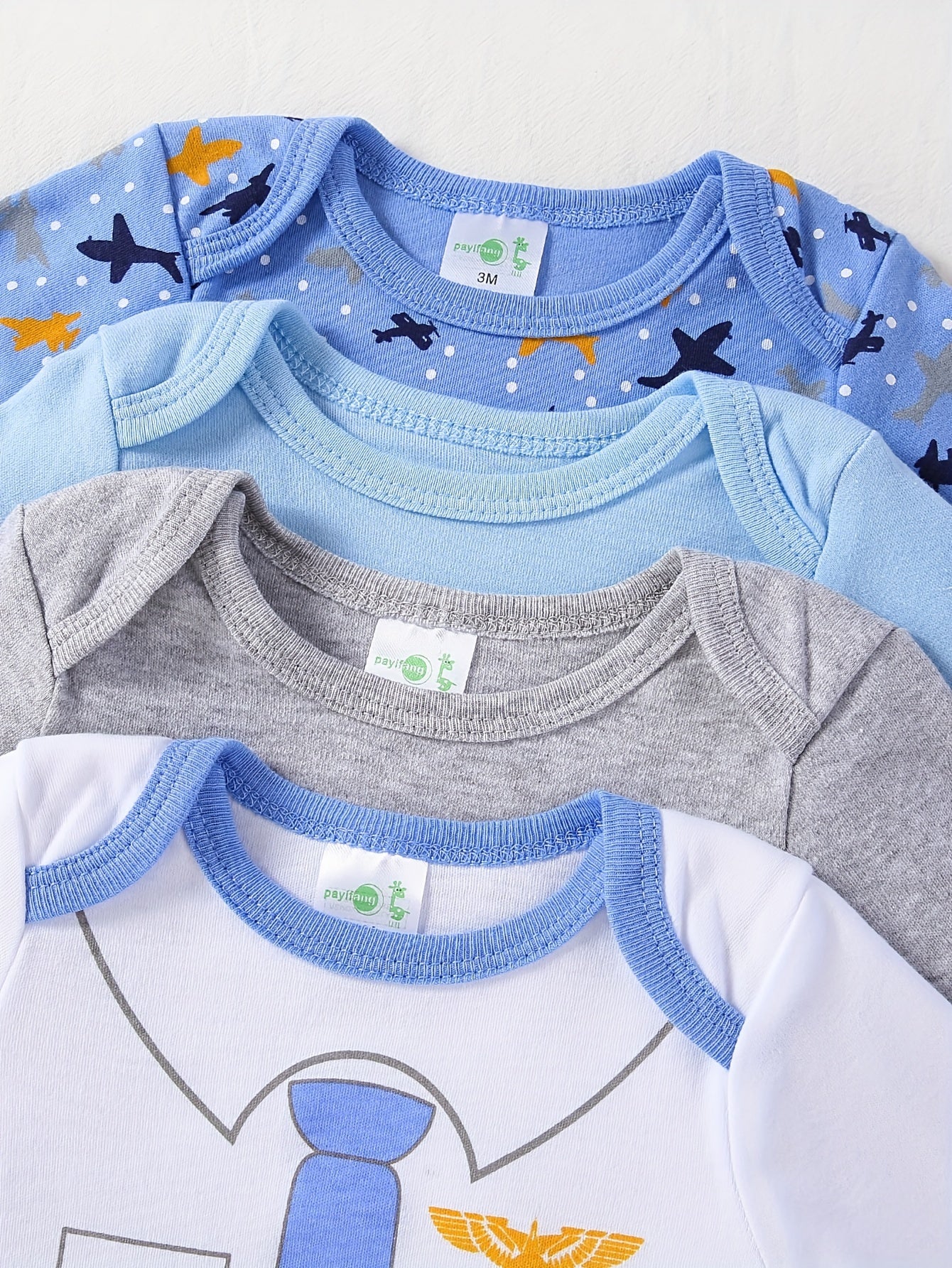 Boys 4-Pack Long Sleeve Cotton Onesies with Astronaut and Space Patterns for Fall Winter