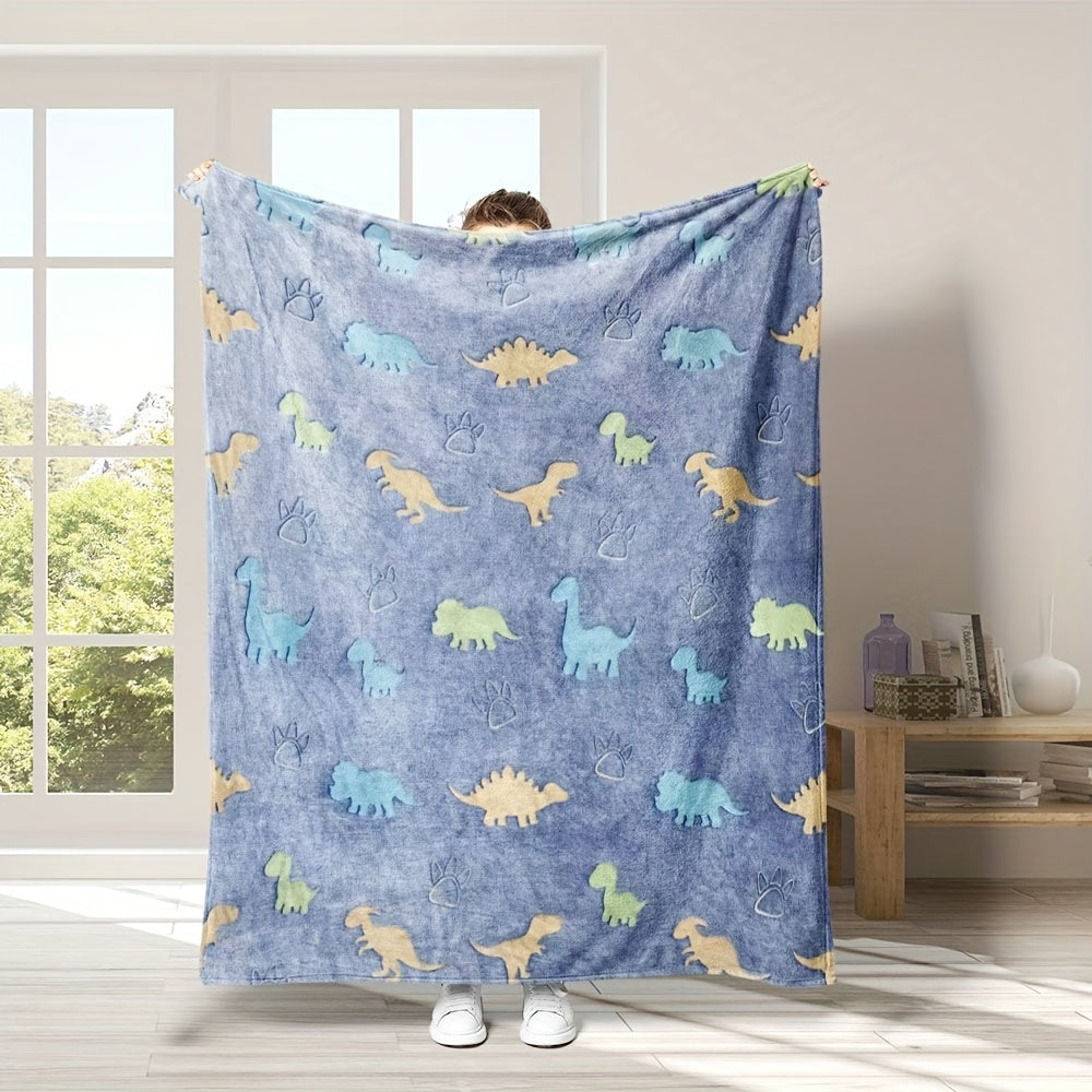 Soft and Cozy Glow in the Dark Dinosaur Plush Throw Blanket for Bed Sofa Office