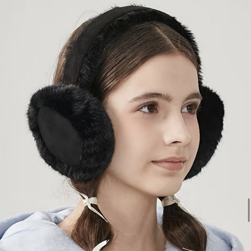 Women's Knit Earmuffs with Suede Plush Lining, Cold Resistant, Washable