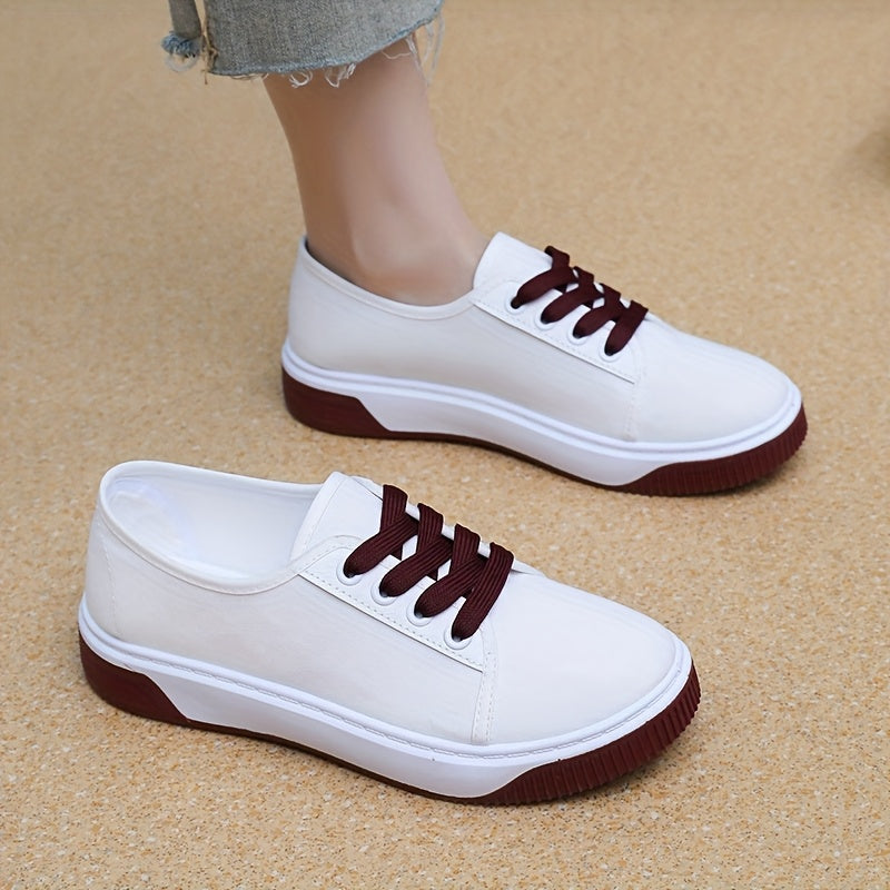 Women's Breathable Slip-On Sneakers All-Season Flat Shoes Black White