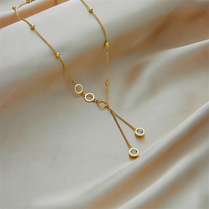 Golden Stainless Steel Circle Pendant Necklace for Women Minimalist Jewelry