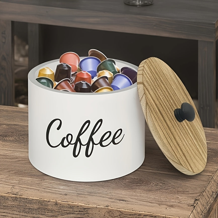 Yog'och qahva podlarini saqlash konteyneri, qopqoq bilan, qahva stantsiyasi uchun tashkilotchi, bardoshli yog'och qahva filtrini saqlash uchun holder