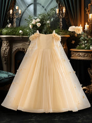 Girls Light Blue Off-Shoulder Floral Dress for Girls Weddings Parties and Performances