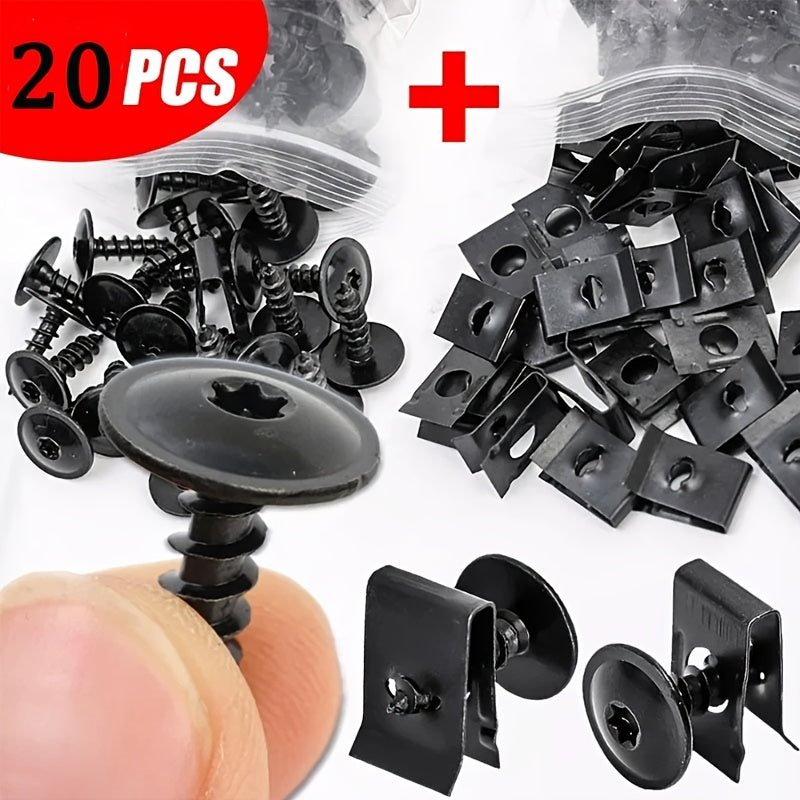 Kit de tornillos autoperforantes de metal para coche, espaciadores en forma de U para reparación de autos y motocicletas