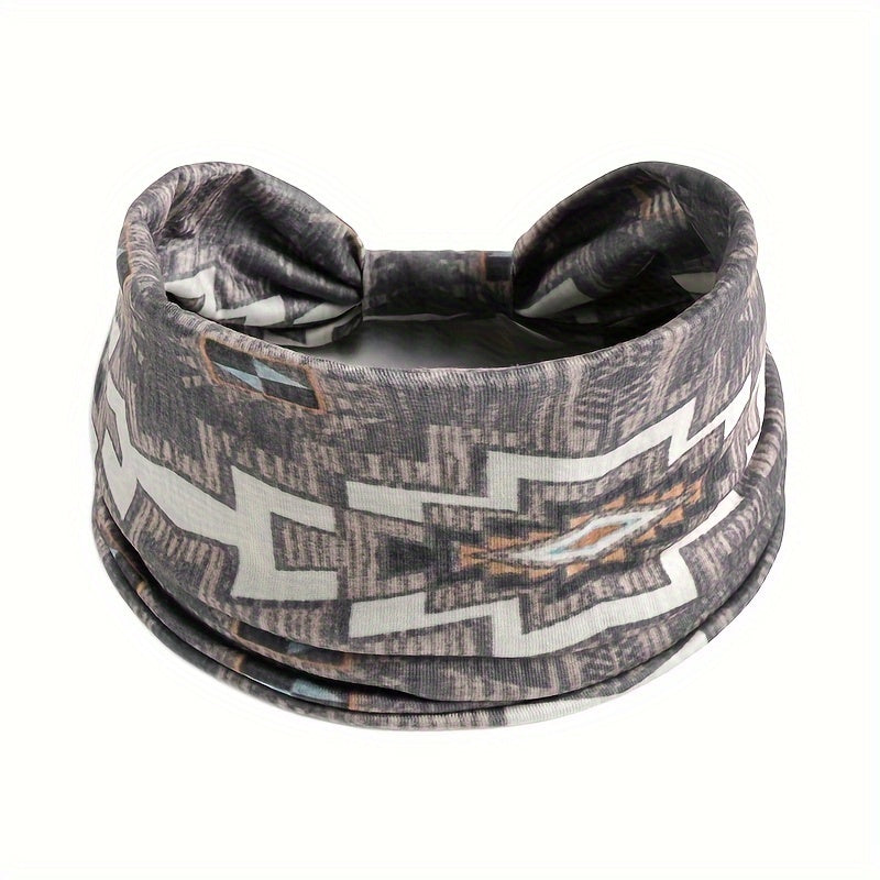 Women’s Boho Polyester Knit Crochet Headband for Yoga Running and Sports