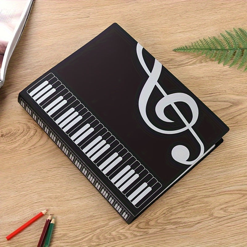 40-Pocket Music Folder for Sheet Music and Files White Black PP Material