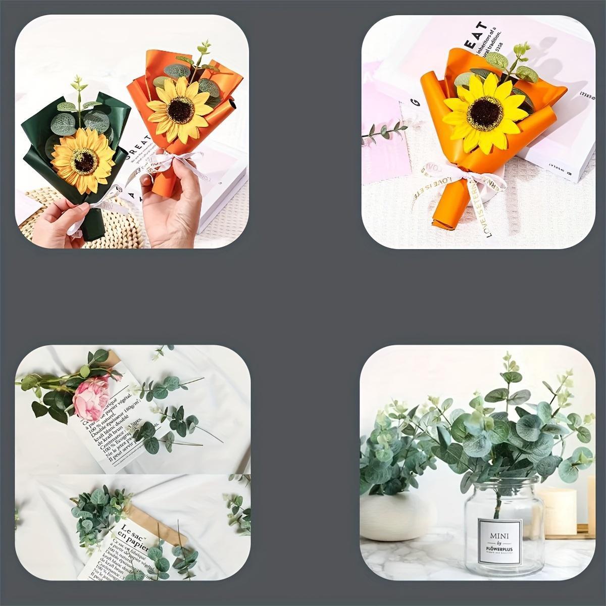 To'y bezaklari uchun 10 ta sun'iy eucalyptus barglari to'plami, guldo'zi va g'ishtlar uchun