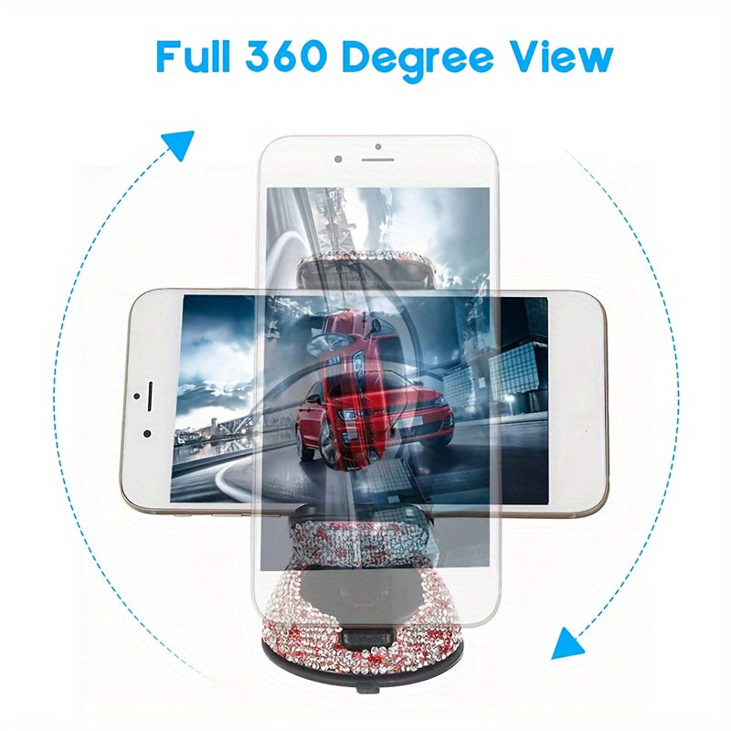 Sparkling Rhinestone Car Phone Holder - Dashboard & Air Vent Mount | Glitter Design