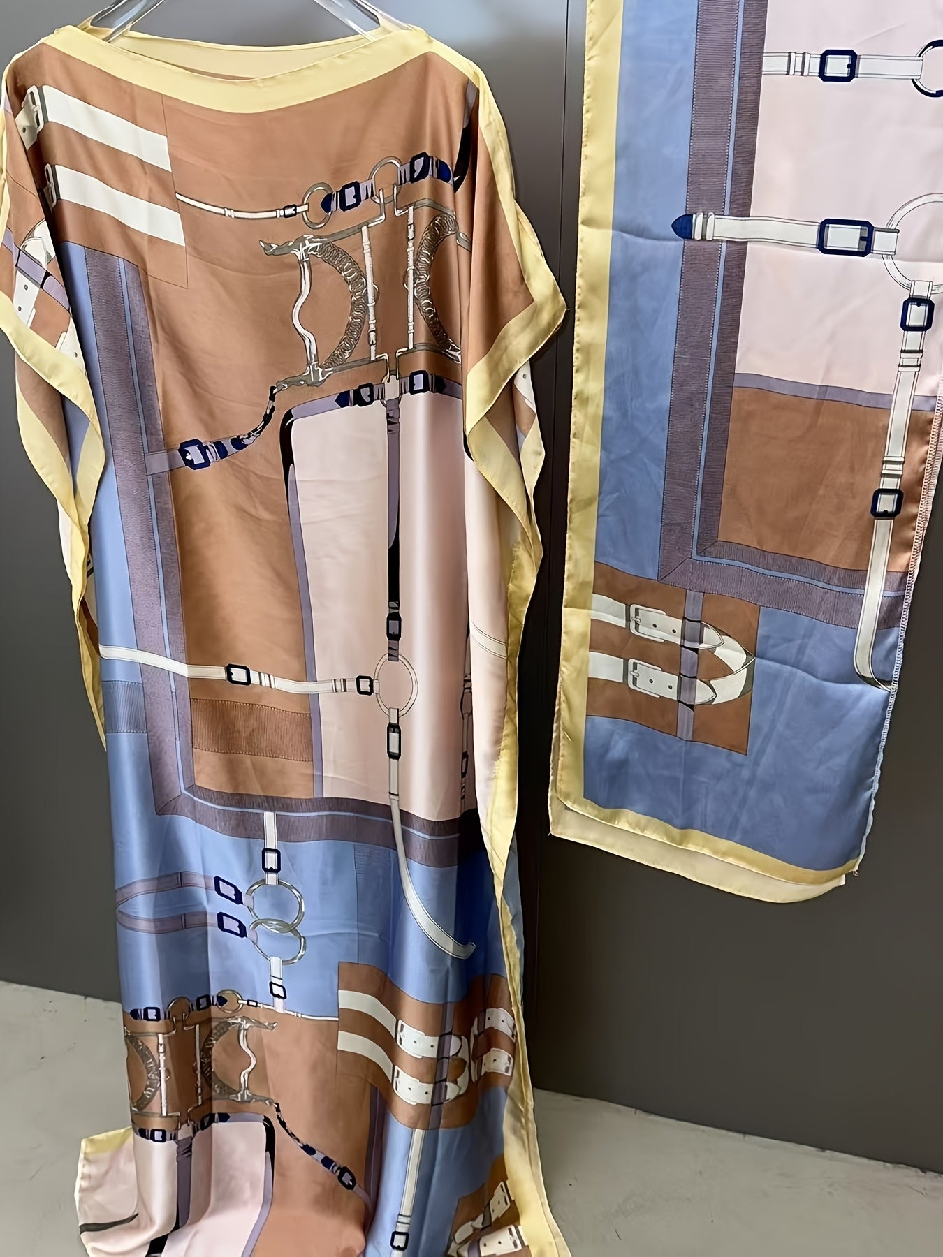 Women's Floral Print Abaya Maxi Dress Loose Fit Batwing Sleeves Summer Fashion