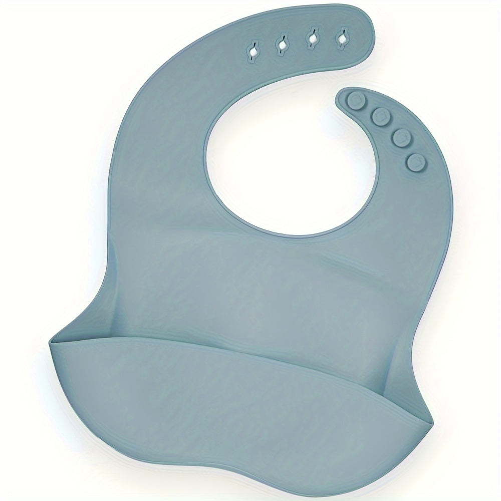 Baby Silicone Bibs Solid Colors Waterproof Adjustable Soft BPA-Free Food Catcher