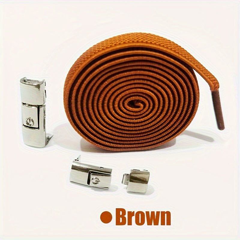 Unisex Elastic Flat Shoelaces With Metal Buckles No Tie Shoe Accessories