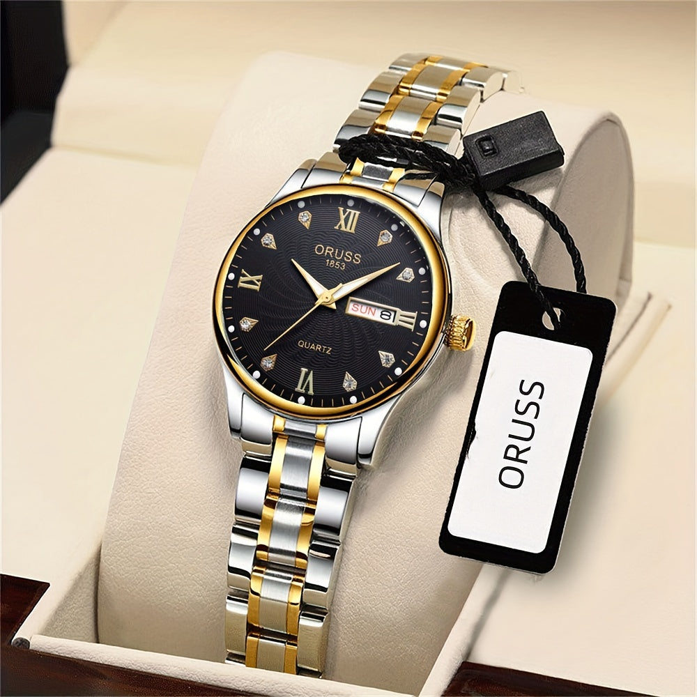 Women's Quartz Watch with Calendar Roman Numerals and Elegant Design
