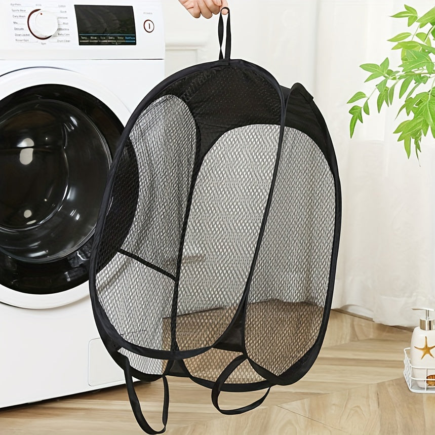Foldable Mesh Laundry Basket with Handles, Breathable Clothes Hamper for Home and Travel