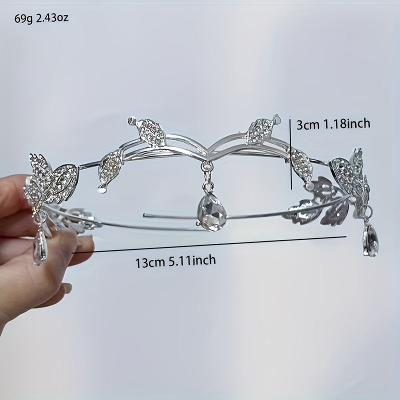 Water Diamond Crown Headpiece for Women Crystal Bridal Hair Accessory