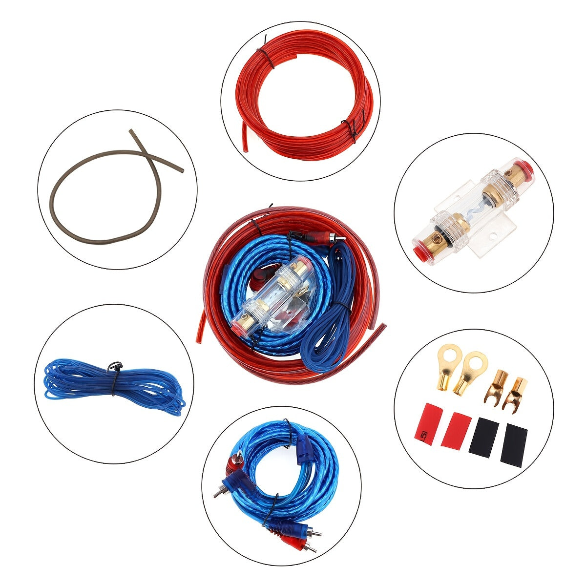 Car Audio RCA Cables Kit 10GA Wiring Installation for Car Stereo