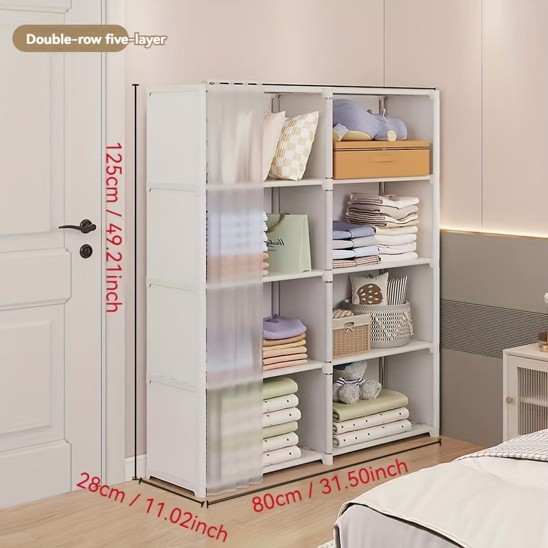 Metal Multi-Layer Storage Organizer with Dustproof Shelves for Bedrooms Dorms and Classrooms