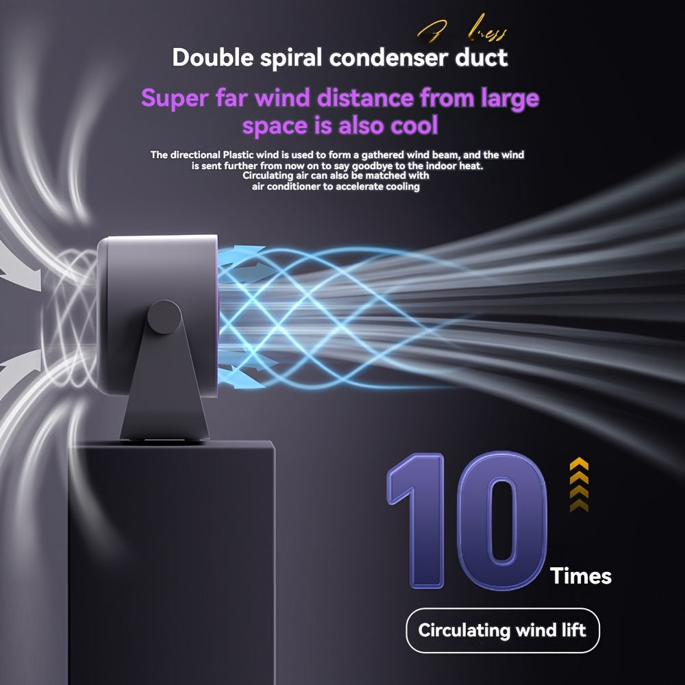 Высокоскоростной настольный вентилятор с LED-дисплеем, регулируемый угол, перезаряжаемый через USB