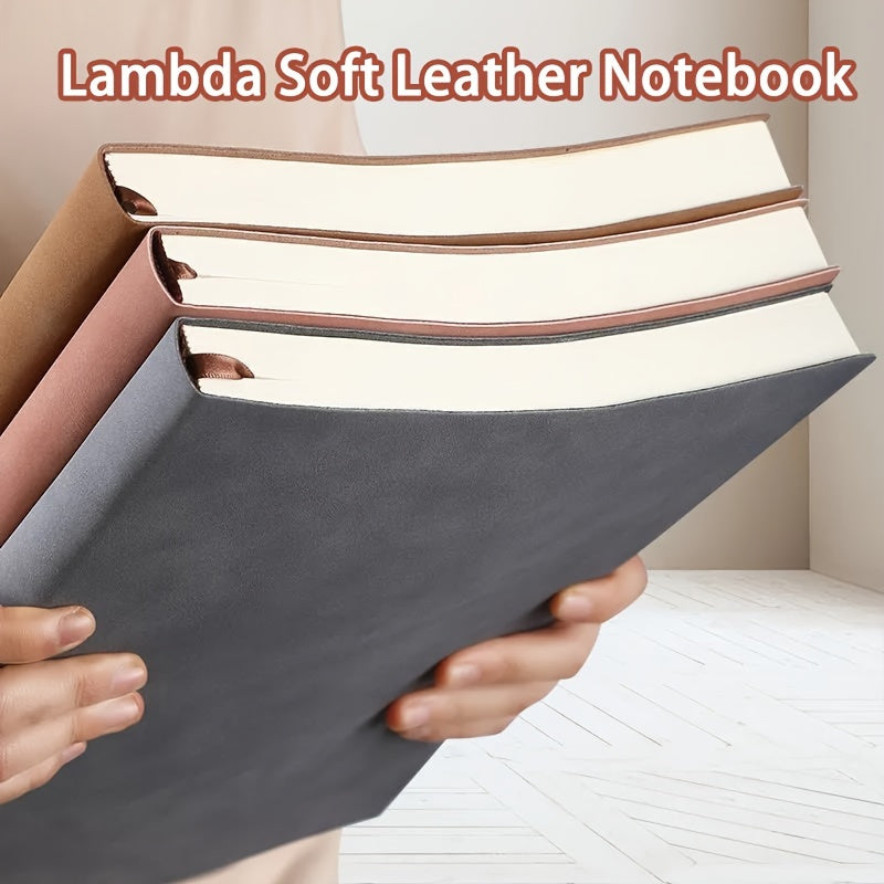 Personalized Squared Ruled Soft Leather Notebook with Bookmark for Business and Academic Use