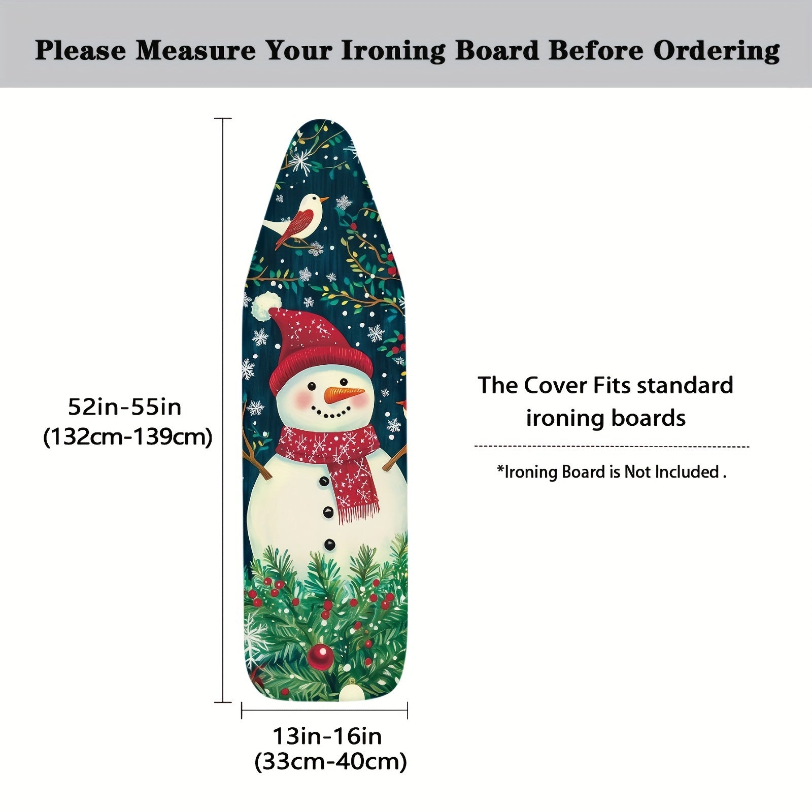 Snowman Print Christmas Ironing Board Cover Padded Replacement with Elastic Edges