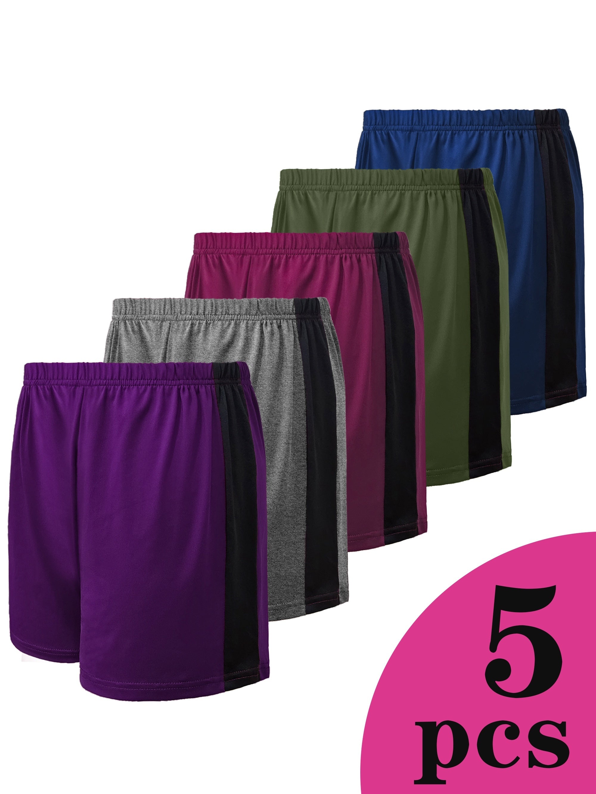 Pack de 5 pantalones cortos casuales para mujer de talla grande con cintura elástica, ligeros y transpirables para verano