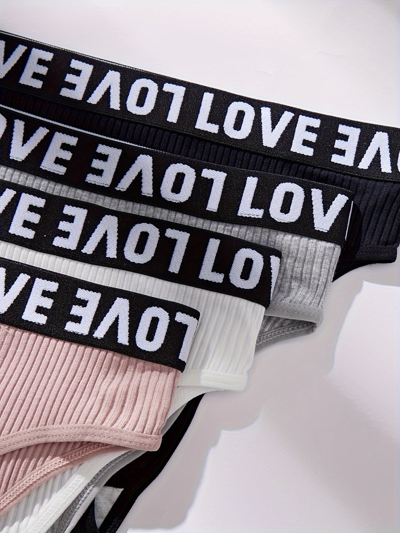 Women's 4-Piece Letter Print Lingerie Set Camisole Bra and Panties