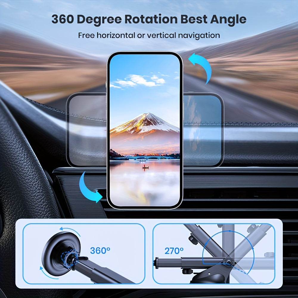 Magnitli avtomobil telefon uchun tutqich, qo‘lda boshqarish uchun metall halqa bilan