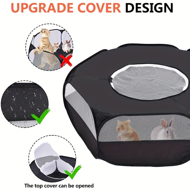 Foldable Pet Playpen with Cover for Small Animals Durable PE Material