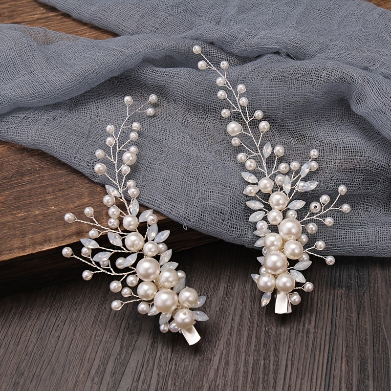 Women's Crystal Hairband with Rhinestones and Faux Pearls for Weddings