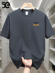 Camiseta casual de algodón con estampado gráfico para hombre, cuello redondo, manga corta, ropa de verano para exteriores