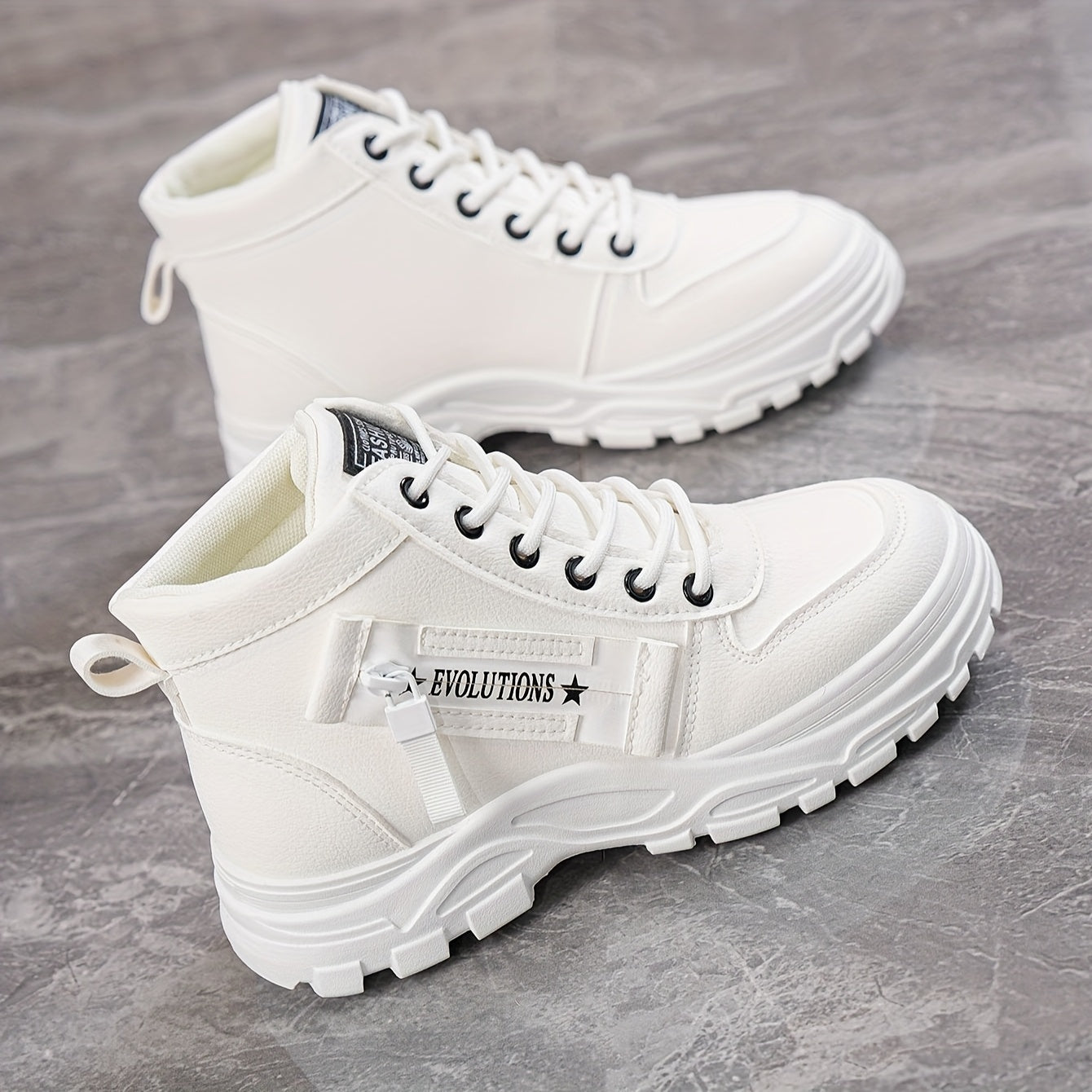 Women's High-Top Boots Leather Casual Shoes for Spring and Autumn