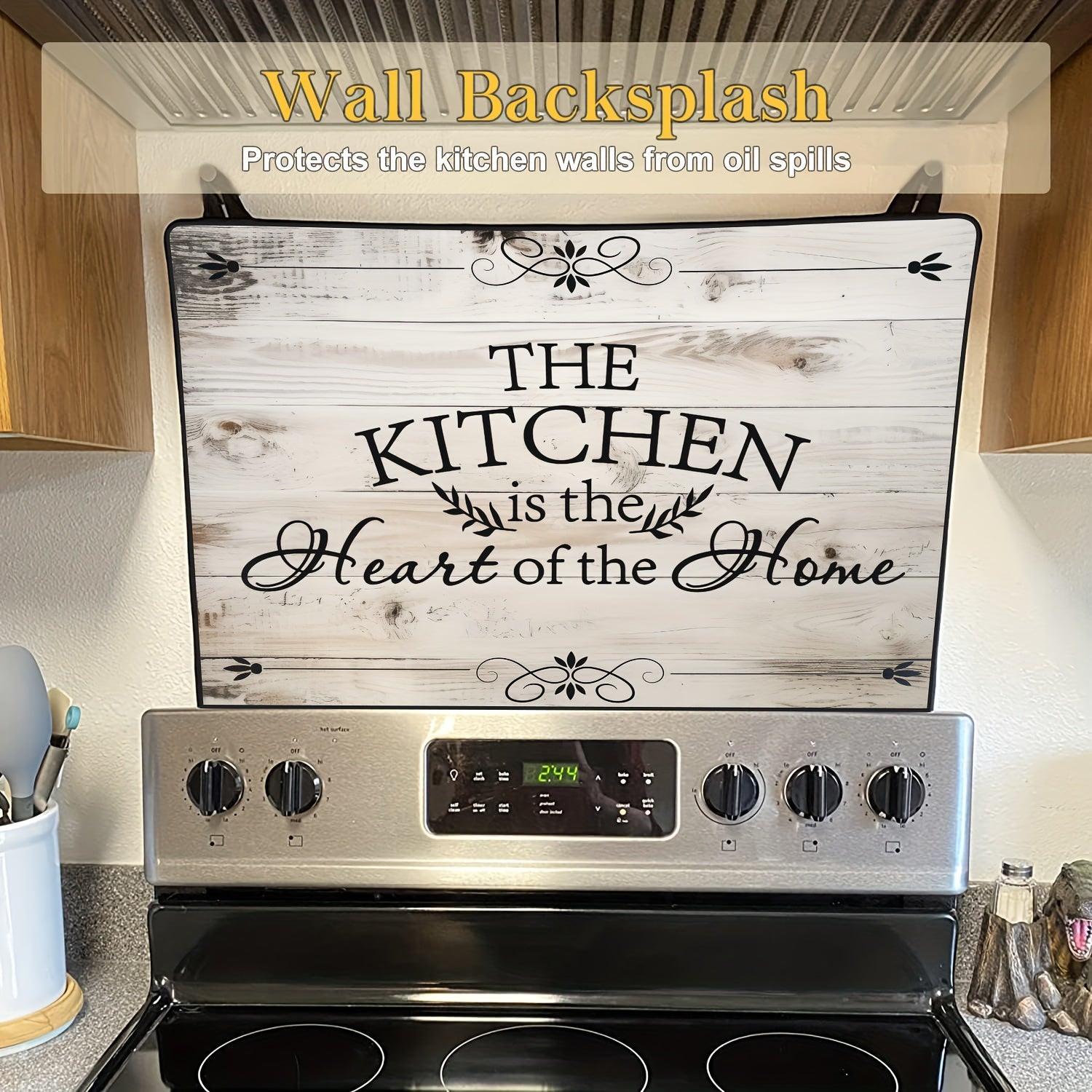 Yog'och teksturali pechka usti qopqog'i 28.5x20.5 dyuym, issiqlikka chidamli, chizishga qarshi, sirpanishga qarshi himoya