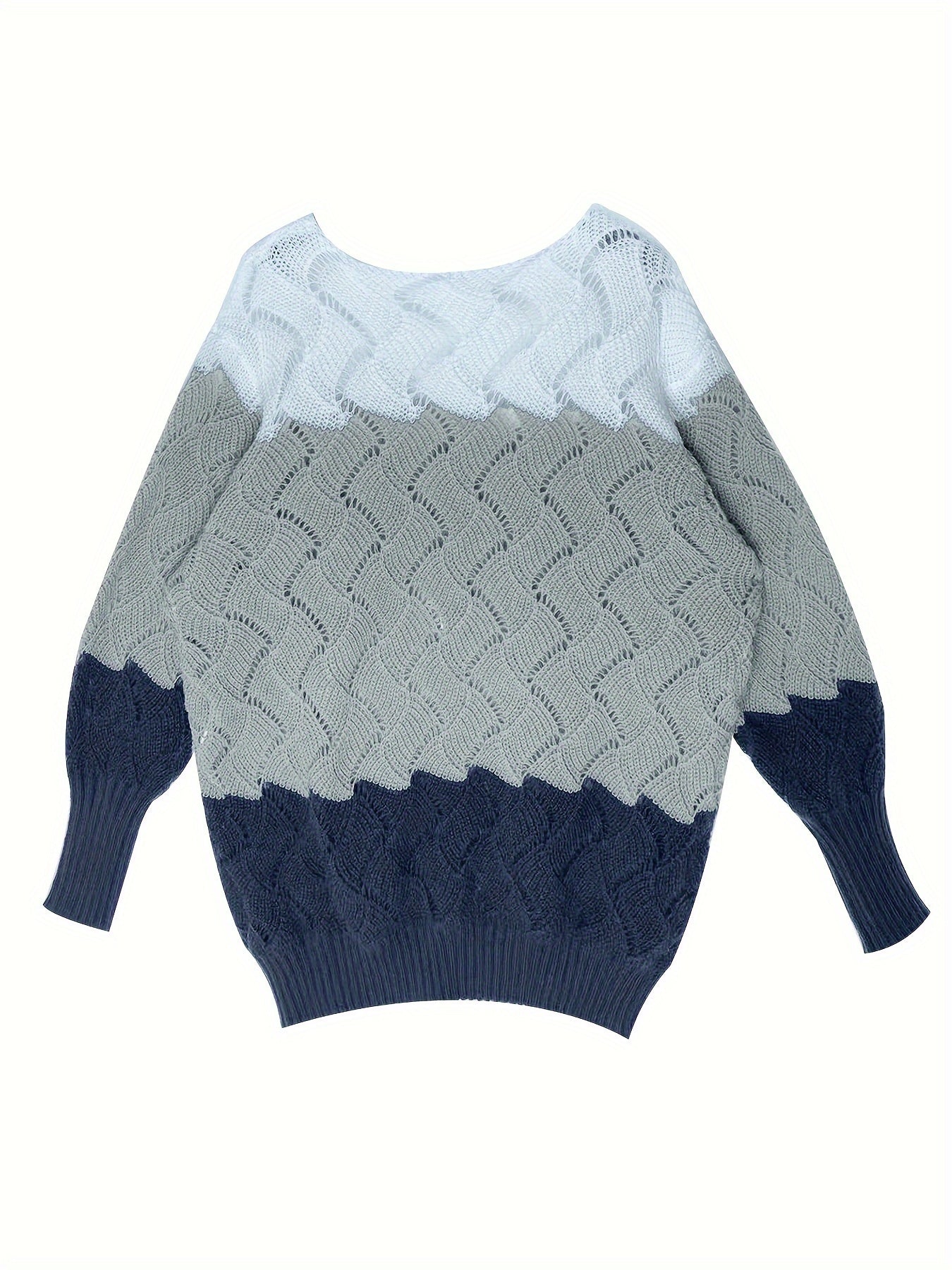 Women's Plus Size V-Neck Gradient Knit Sweater Pullover for All-Season Casual