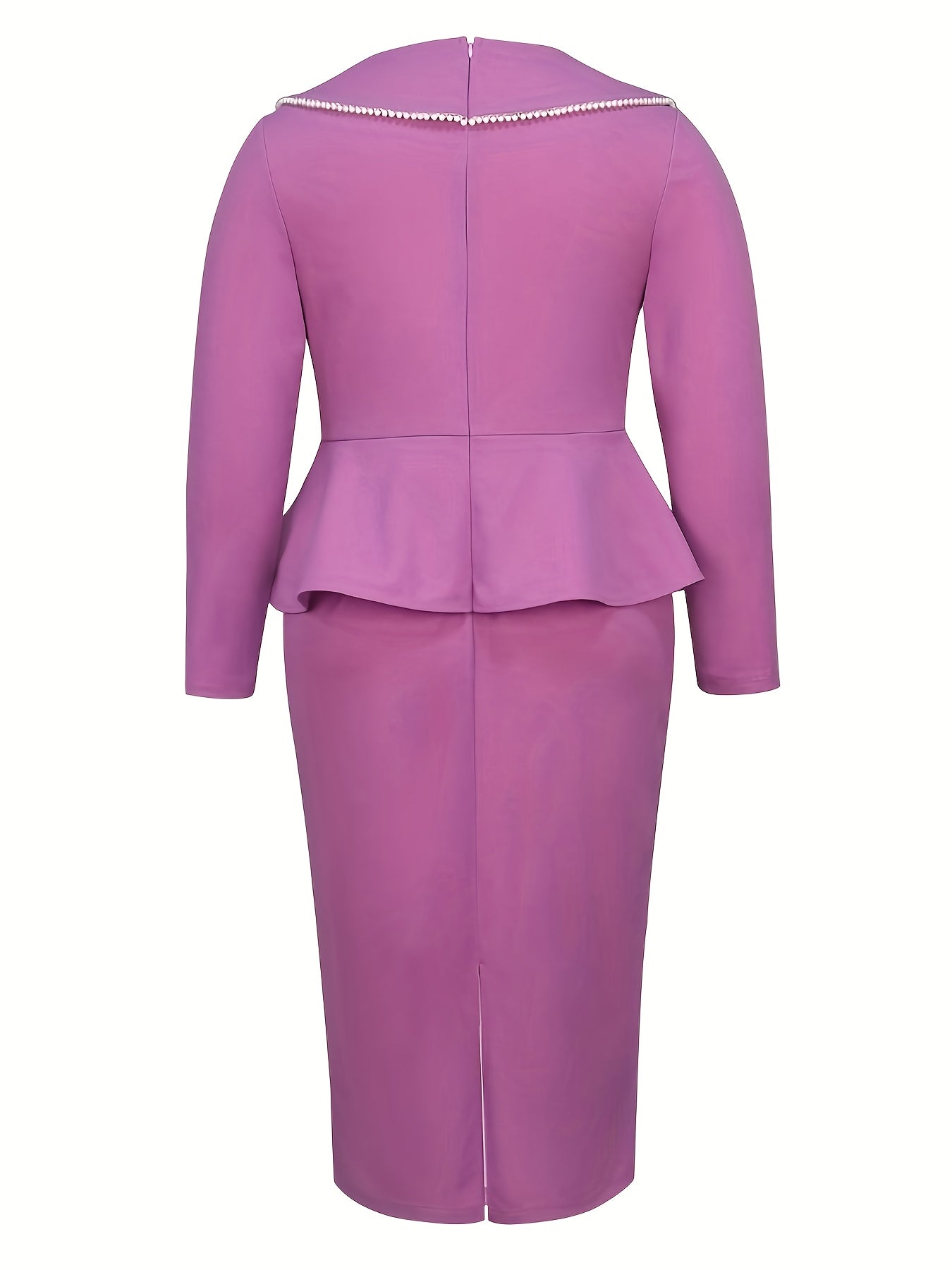 Women's Beaded Bodycon Dress Long Sleeve Midi Solid Color Knit Polyester