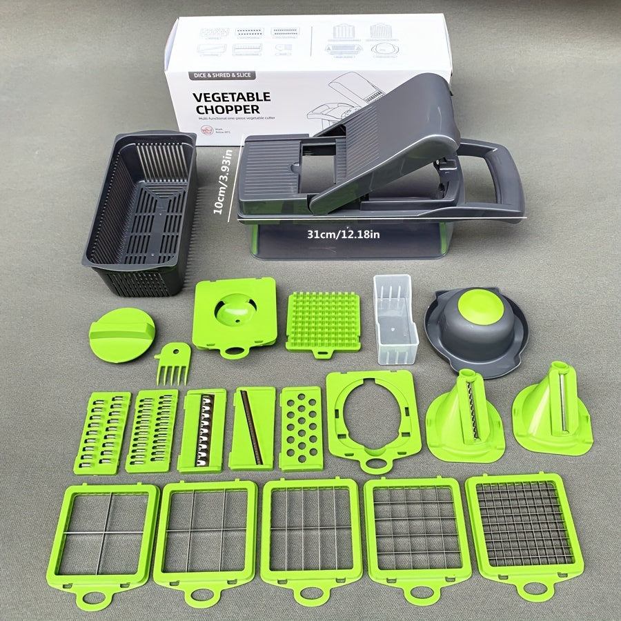 22-In-1 Vegetable Chopper with 12 Blades Slicer Dicer and Strainer