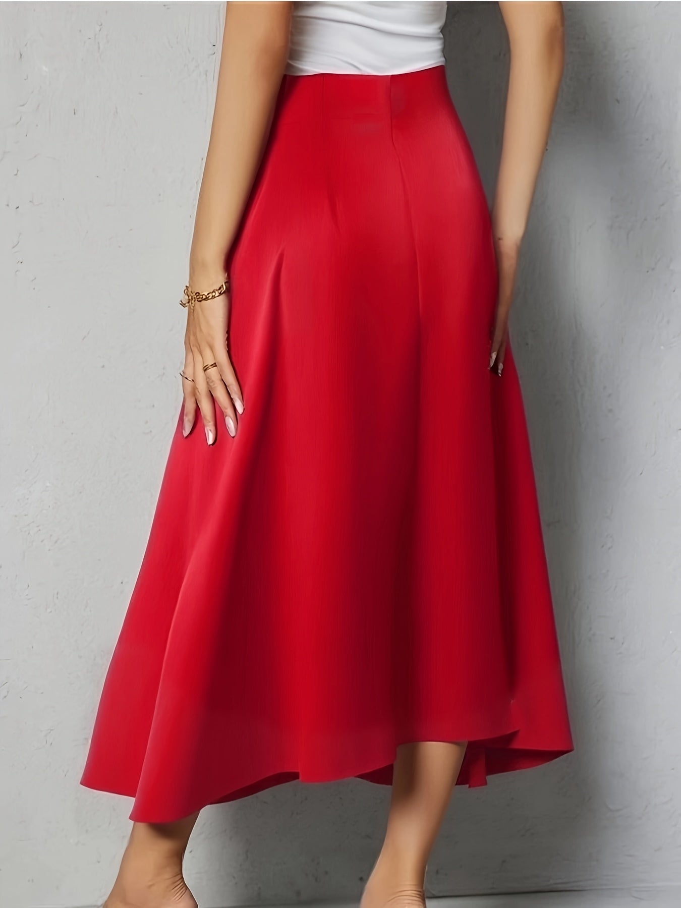 Plus Size Women's Satin Mermaid Skirt Mid-Length Non-Stretch Solid Color