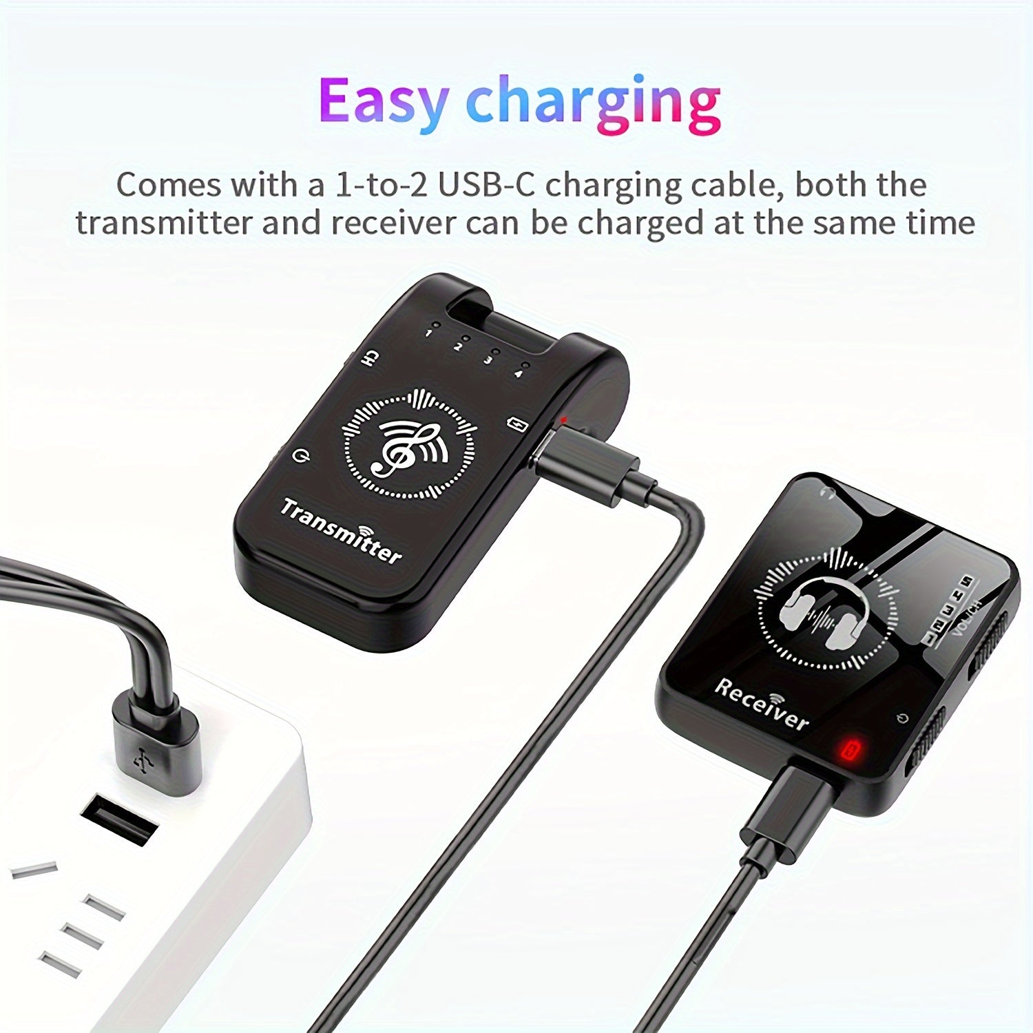 Sahna va guruh ishlatish uchun professional simsiz quloqchin tizimi, ABS materialidan tayyorlangan, yuqori aniqlikdagi audio, past kechikish va uzatkich va qabul qiluvchi uchun uzoq batareya umriga ega.