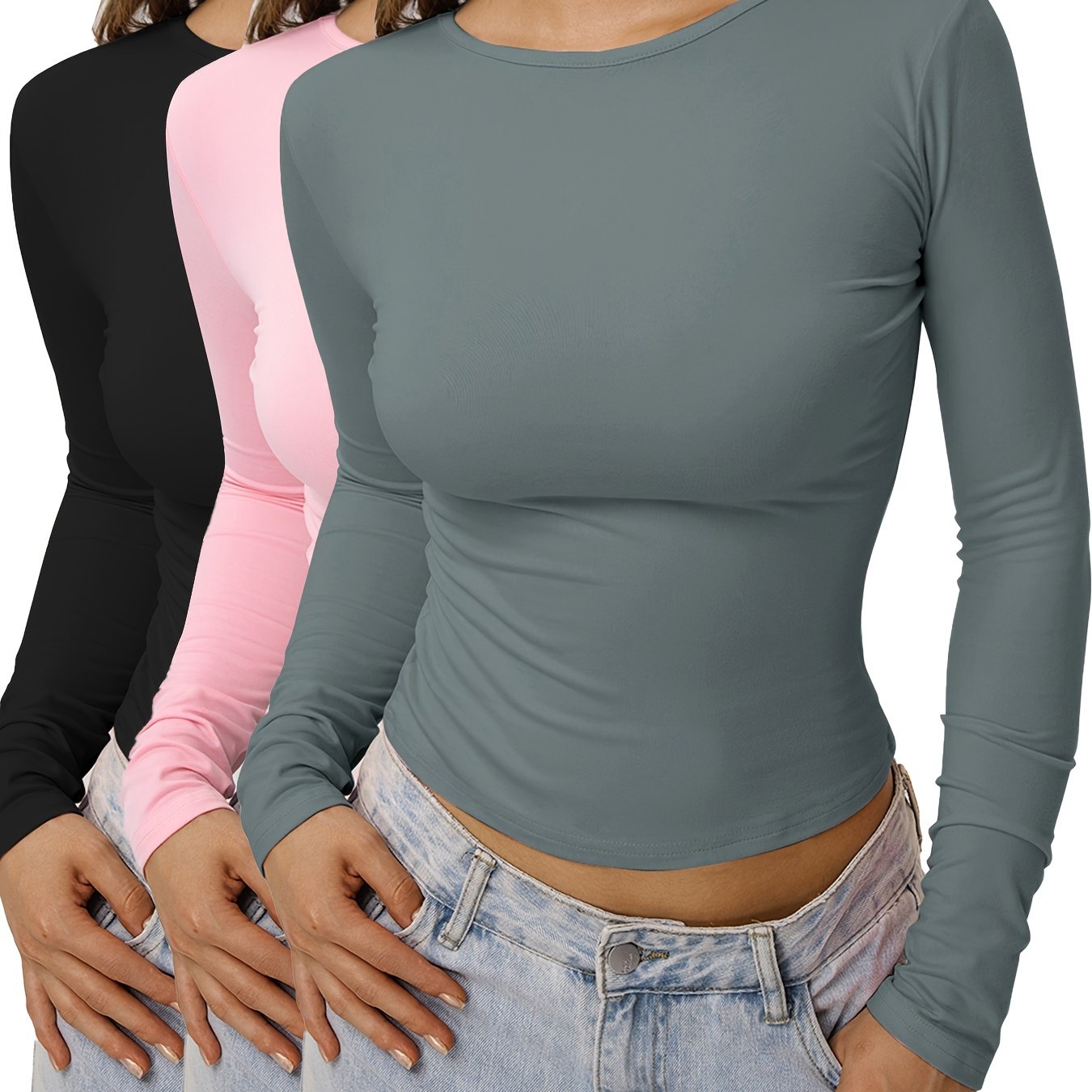 Kate Middleton ilhomlantirgan uzun qo'lqopli futbolka to'plami, mustahkam rangli trikotaj polyester va spandeksdan tayyorlangan, ayollar uchun barcha mavsumlarda qulaylik va norasmiy kiyim uchun mukammal.