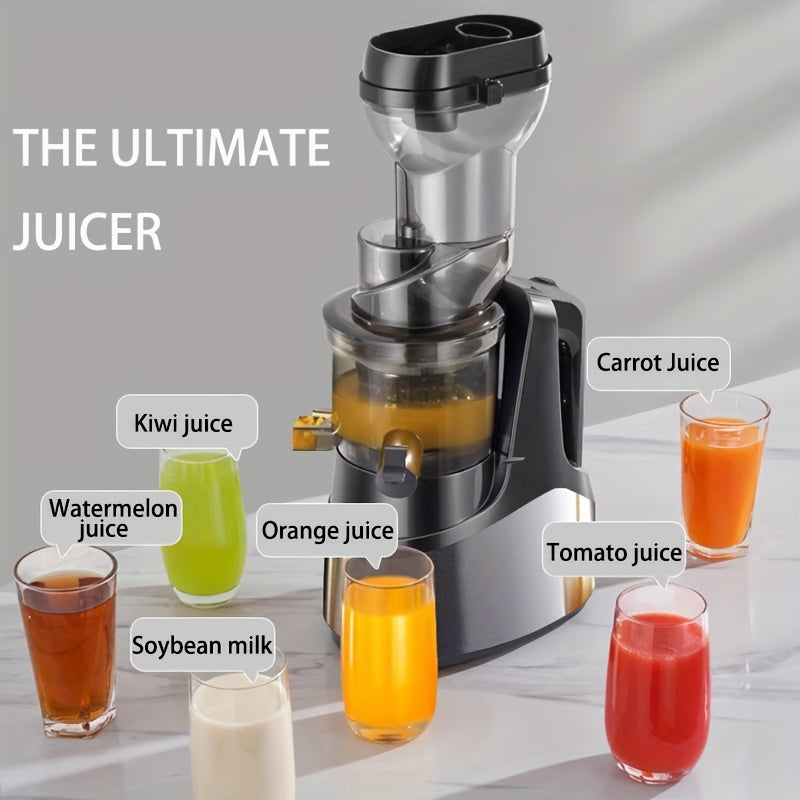 EU Plug Hilton Cold Press Juicer, 300W sekin masticating mashinalari, butun mevalar va sabzavotlar uchun katta oziqlantirish qudug'i, tozalash oson, yuqori sharbat hosili, DIY muzqaymoq, zanglamaydigan po'latdan.