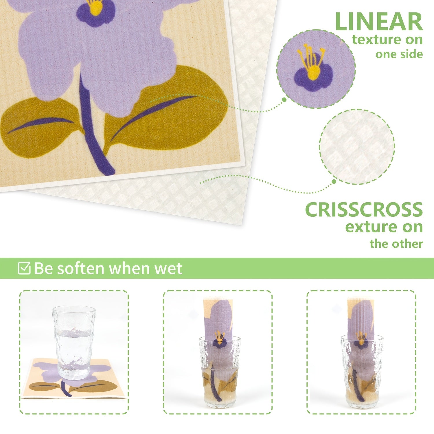 Swedish Dishcloth Set of 6 Reusable Kitchen Cleaning Cloths Decorative Hand Towels