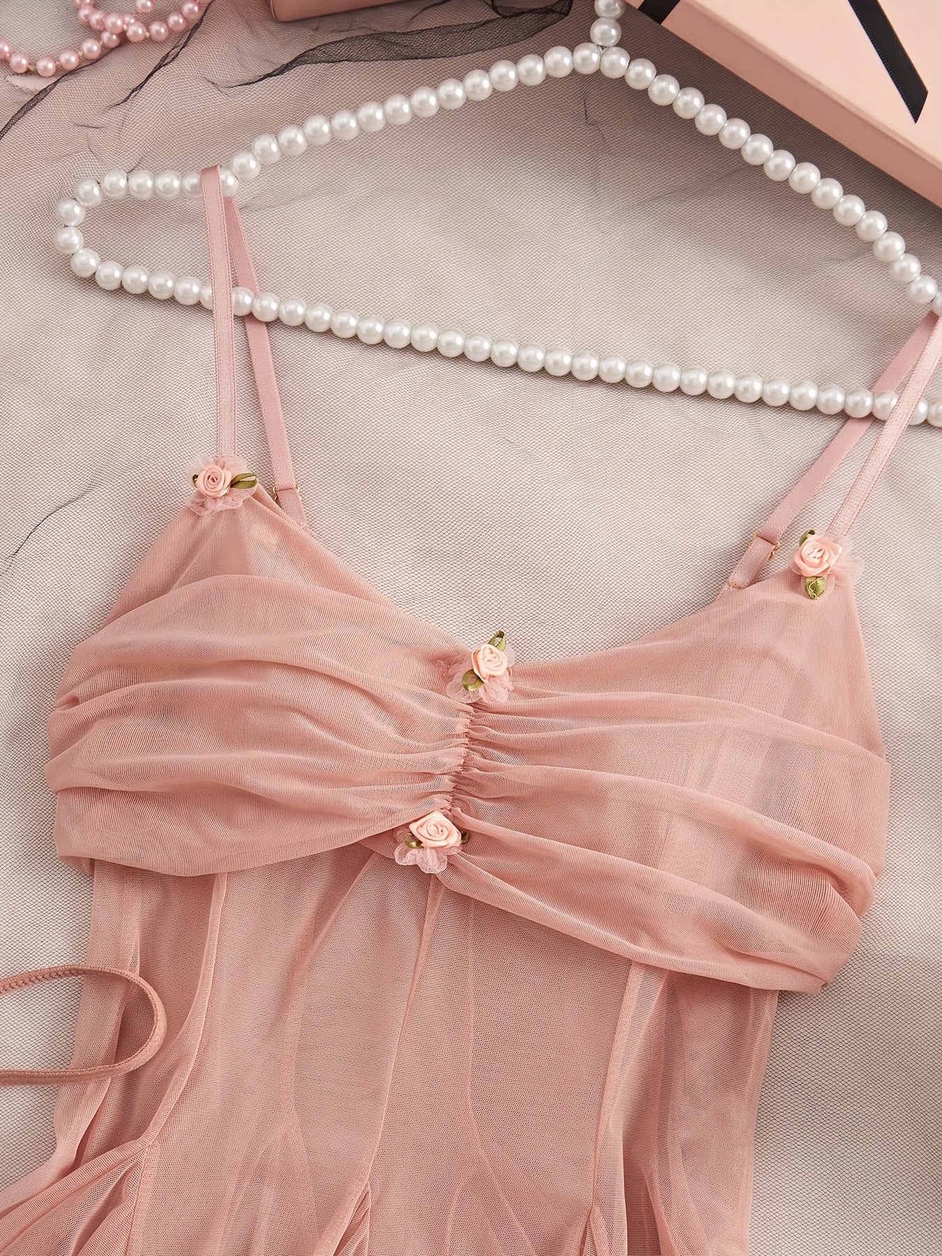 Women's Sexy Lingerie Set with Thong Skirt and Panties Black Satin