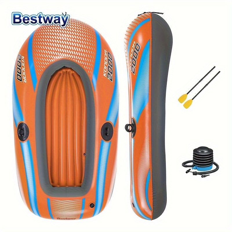 Inflatable Kayak for 1-3 People with Fast Inflation System and Rudder Orange PVC