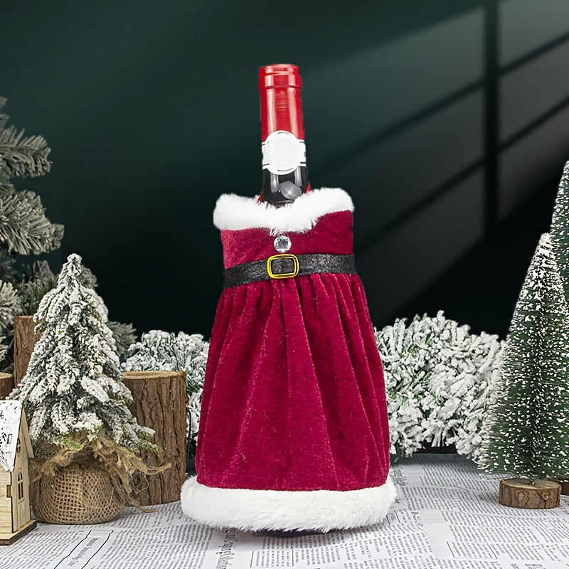 Christmas Red Wine Bottle Cover with Leak-Proof Travel Case and Cute Polyester Sweater Design