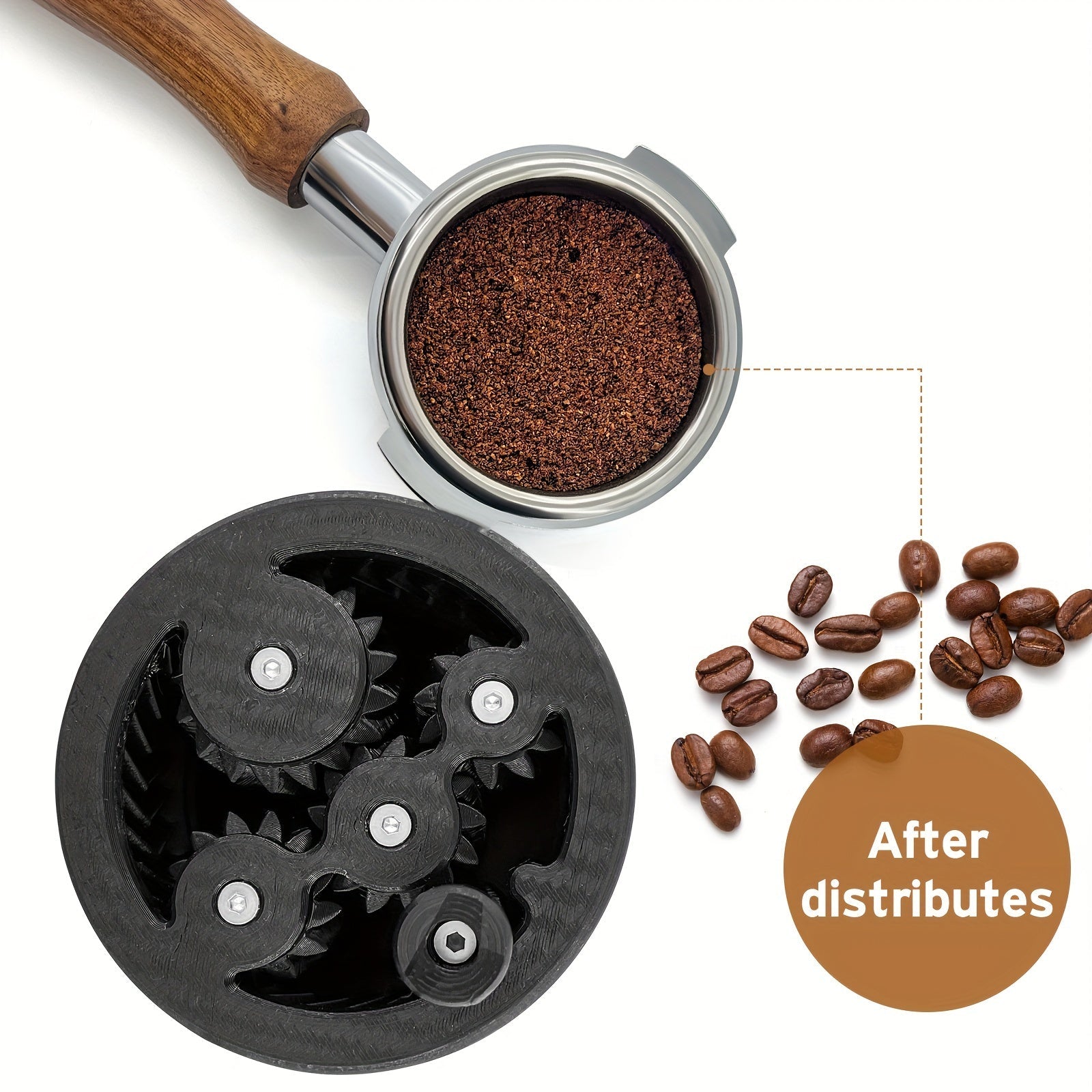 Coffee Distribution Tool for Espresso Portafilters 54mm 58mm Magnetic Design